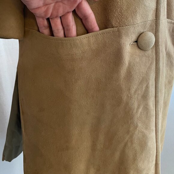 Vintage Highlander 1960s camel color soft suede coat w/removable collar - Picture 2 of 13